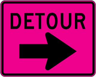 Pink Detour Sign (Right Arrow) M4-9R - Shop Now, Ships Fast
