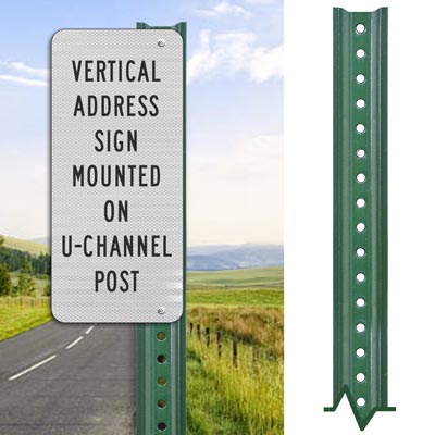 Lightweight  Green Sign Post - Direct Sign Mounting