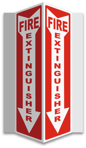 Fire Extinguisher 3-Way Sign