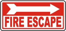 Fire Escape (Right Arrow) Sign