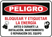 Spanish Danger Lock Out & Tag Out Sign