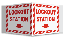3-Way Lockout Station Arrow Sign