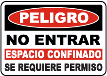 Spanish Do Not Enter Confined Space Permit Required Sign