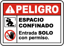 Spanish Danger Confined Space Entry By Permit Only Sign