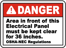 Area In Front of Panel Must Be Clear Label
