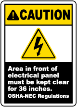 Area In Front of Panel Must Be Clear Sign