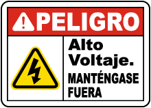 Spanish Danger High Voltage Keep Out Sign