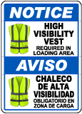 Bilingual High Visibility Vest Required Sign