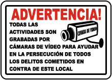 Spanish Activities Recorded on Video Tape Sign