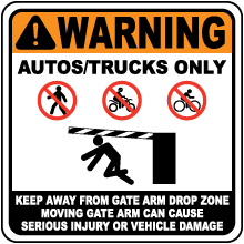 Keep Away From Gate Arm Drop Sign