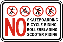 No Skateboarding Rollerblading Sign