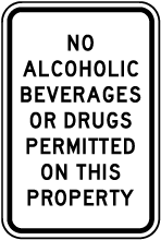 No Alcohol Drugs Permitted Sign