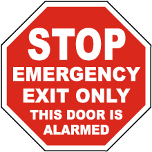 Emergency Exit Only Door Alarmed Sign