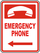 Emergency Phone (Left Arrow) Sign