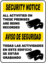 Bilingual All Activities Being Recorded Sign