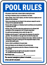 Arkansas Pool Rules Sign