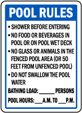 Florida Pool Rules Sign