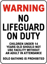 Nevada No Lifeguard on Duty Sign