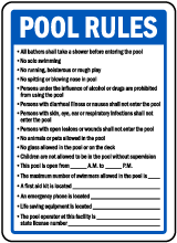 South Carolina Pool Rules Sign