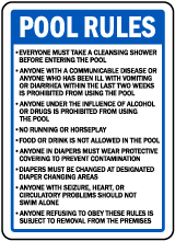 Washington Spray Pool Rules Sign