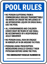 Wyoming Pool Rules Sign