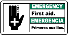 Bilingual Emergency First Aid Sign