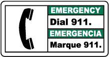 Bilingual Emergency Dial 911 Sign