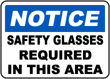 Safety Glasses Required Sign