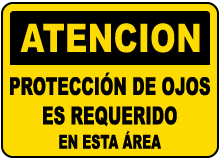 Spanish Caution Eye Protection Required Sign