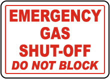 Emergency Gas Shut-Off Sign