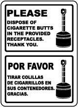 Bilingual Please Dispose of Cigarette Butts Sign
