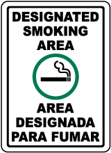 Bilingual Designated Smoking Area Sign