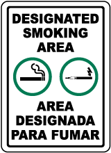 Bilingual Designated Smoking Area Sign