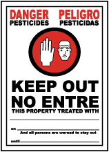 Bilingual Pesticides Keep Out Sign