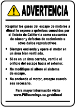 Spanish Diesel Engine Exposure Warning Label