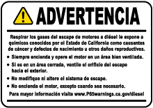 Spanish Diesel Engine Exposure Warning Label