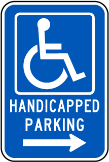 Handicapped Parking Sign (Right Arrow)