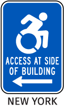 Access At Side of Building (Left Arrow) Sign