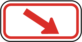 Red Right Diagonal Arrow Sign