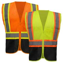 ANSI Class 2 Mesh Hi-Vis Safety Vest with Contrasting Trim & Black Bottoms