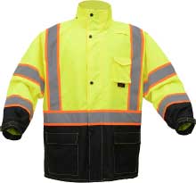 ANSI Class 3 Premium Two Tone Hooded Rain Coat Black Bottom