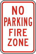 No Parking Fire Zone Sign