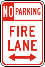 No Parking Fire Lane (Double Arrow) Sign