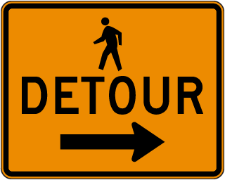 Pedestrian Detour Sign (Right Arrow) - X4635