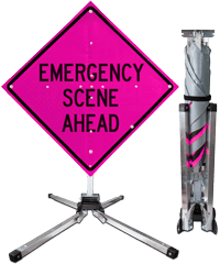 Emergency Scene Ahead Fold and Roll Sign and Stand