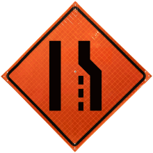 Right Lane Ending Symbol Roll-Up Sign - X4792