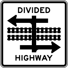 Divided Highway Rail Sign