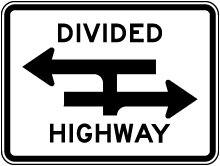 Divided Highway Crossing T Intersection Sign