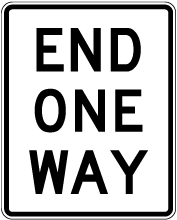 End One Way Sign