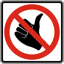 Hitchhiking Prohibition Symbol Sign